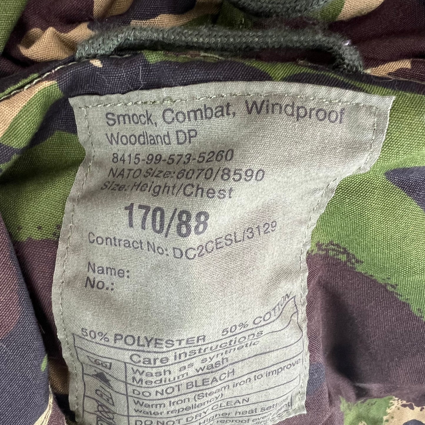 British Army S95 DPM Camouflage Windproof Combat Smock - Small 170/88