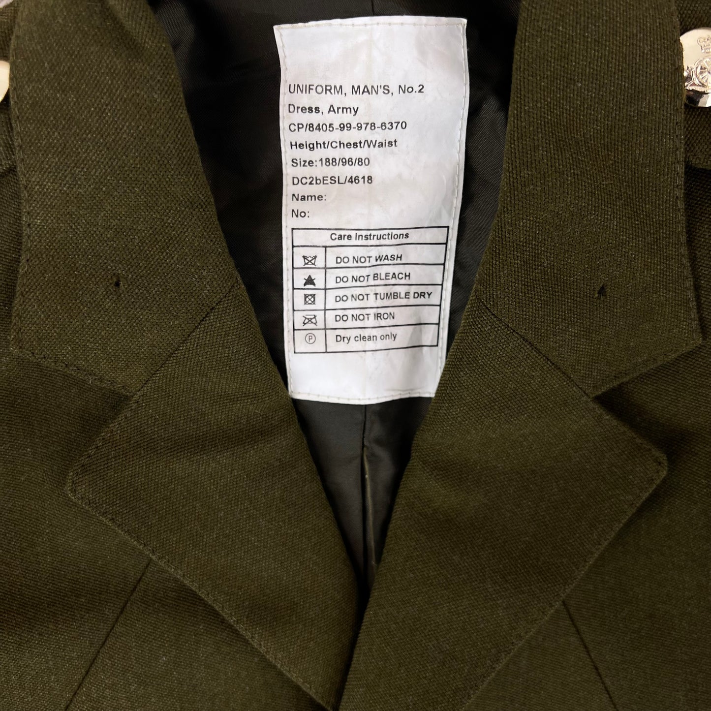 British Army Old Pattern No. 2 Khaki Green Dress Jacket - Royal Artillery - Medium 188/96