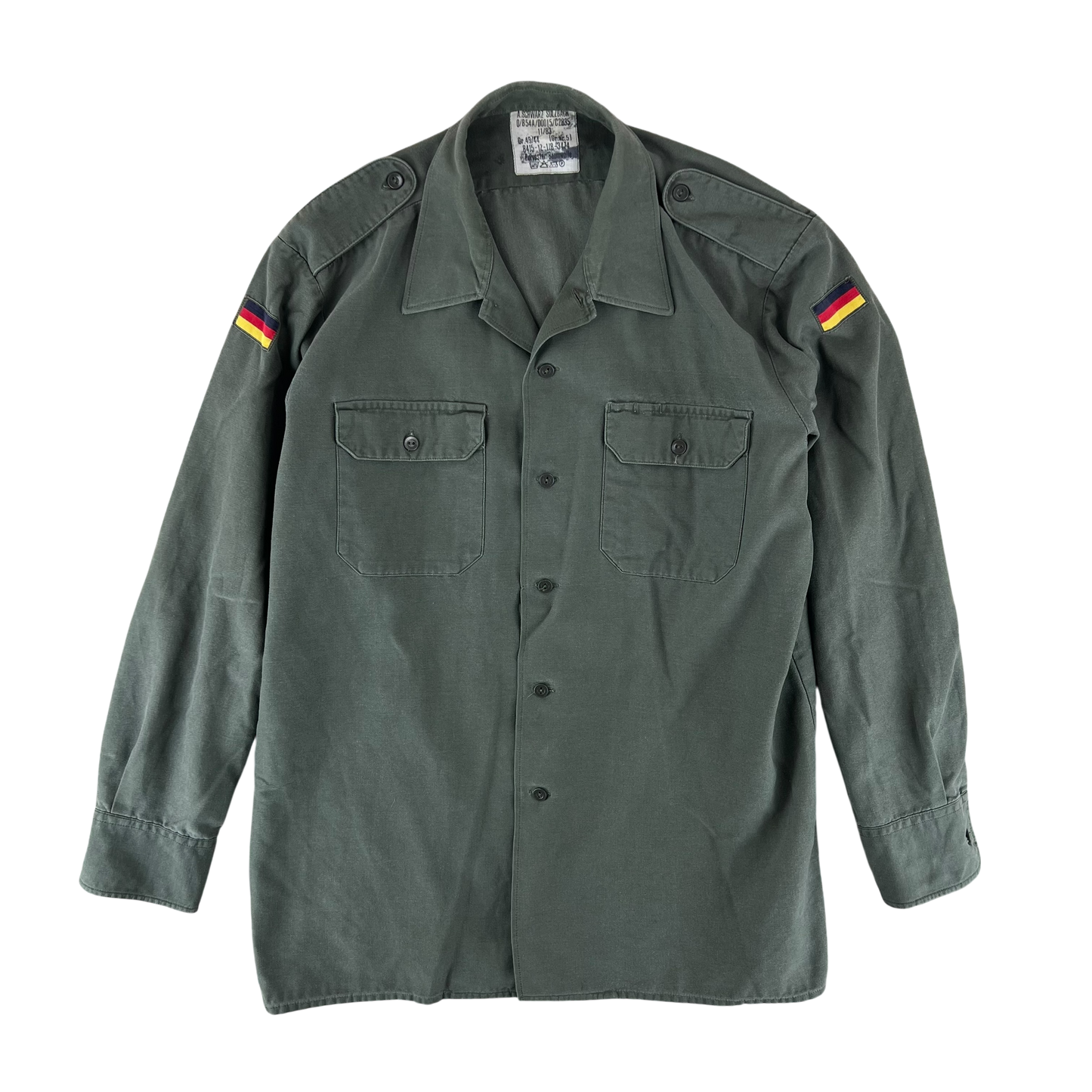 German Army Olive Green Long Sleeve Field Shirt - Large GrNr 5