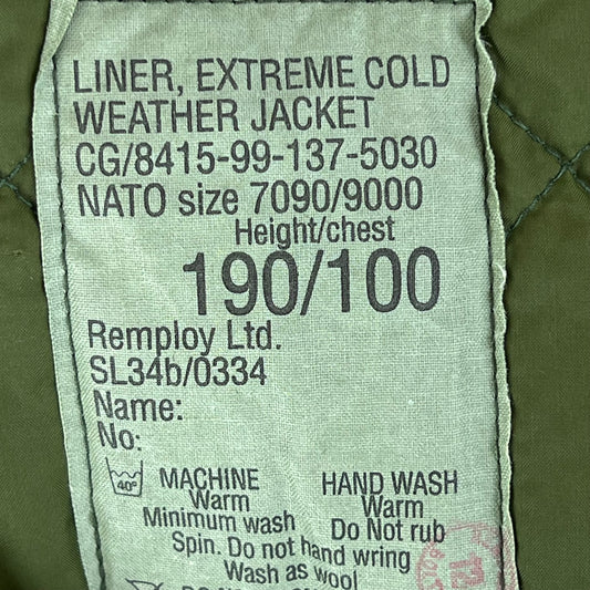 British Army Extreme Cold Weather Smock Jacket Liner - Medium 190/100