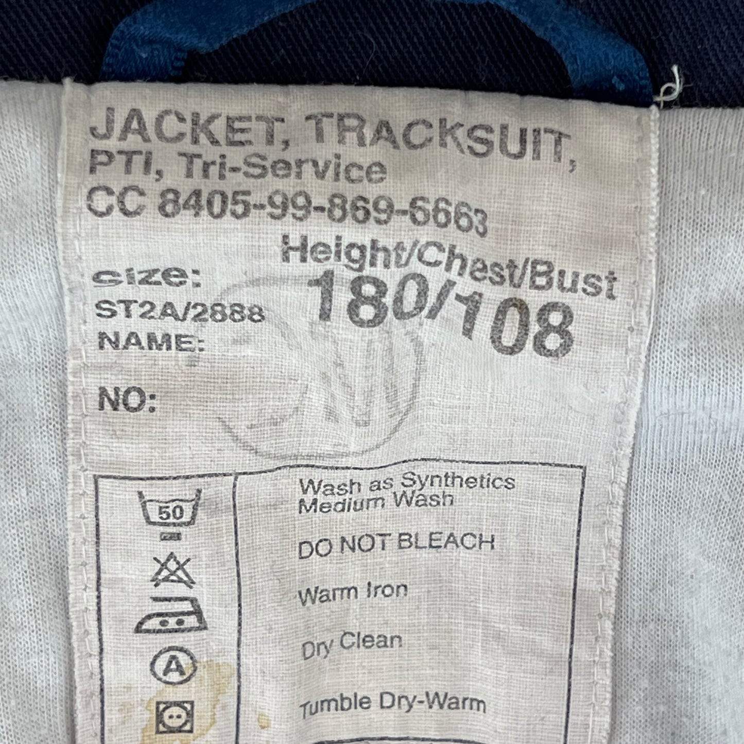 British Army / Tri-Services Navy Blue PTI Tracksuit Top Jacket - Large 180/108