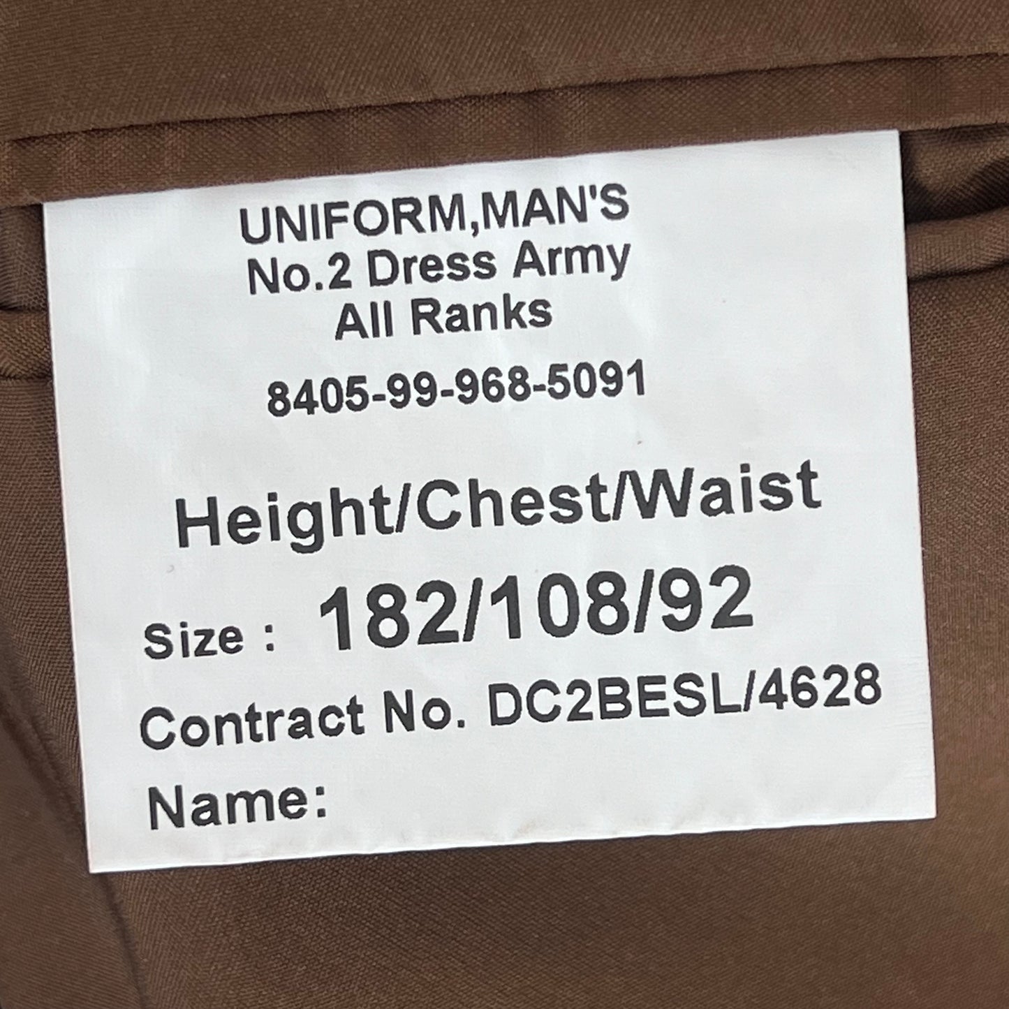 British Army No.2 FAD Dress Jacket - RLC - Large 182/108