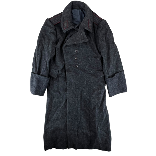 Bulgarian People's Army Grey Wool Greatcoat w/ Badges - Medium