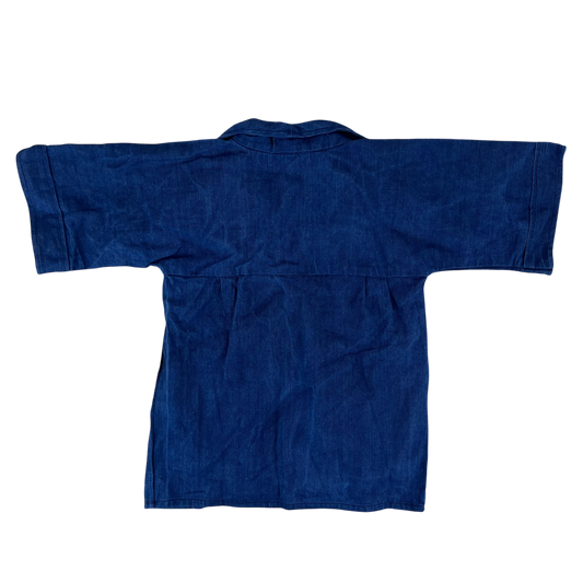 French Army Navy 70s Vintage Denim Pullover Top - Small