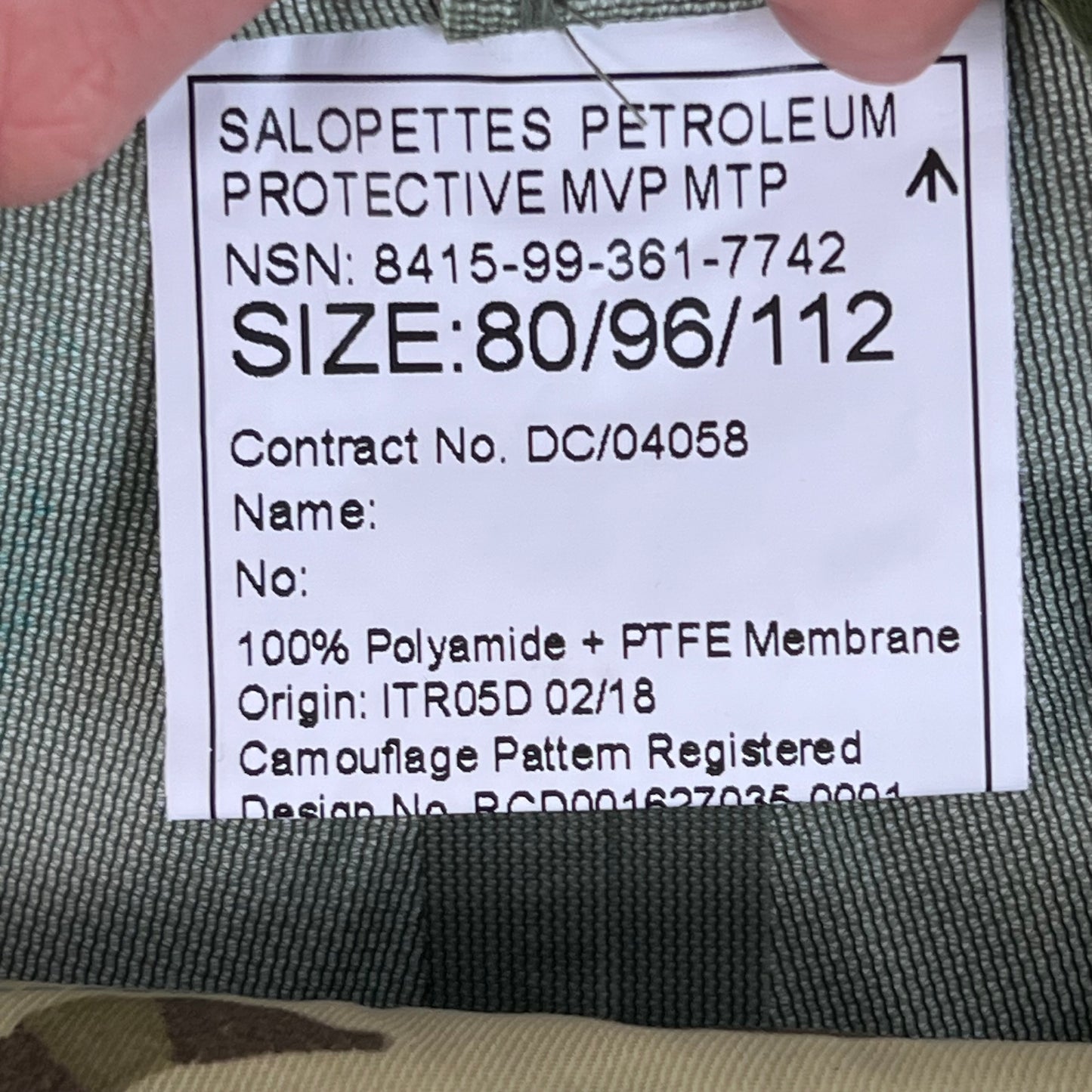 British Army MVP Petroleum Protective Salopettes MTP Camouflage - W37 L31