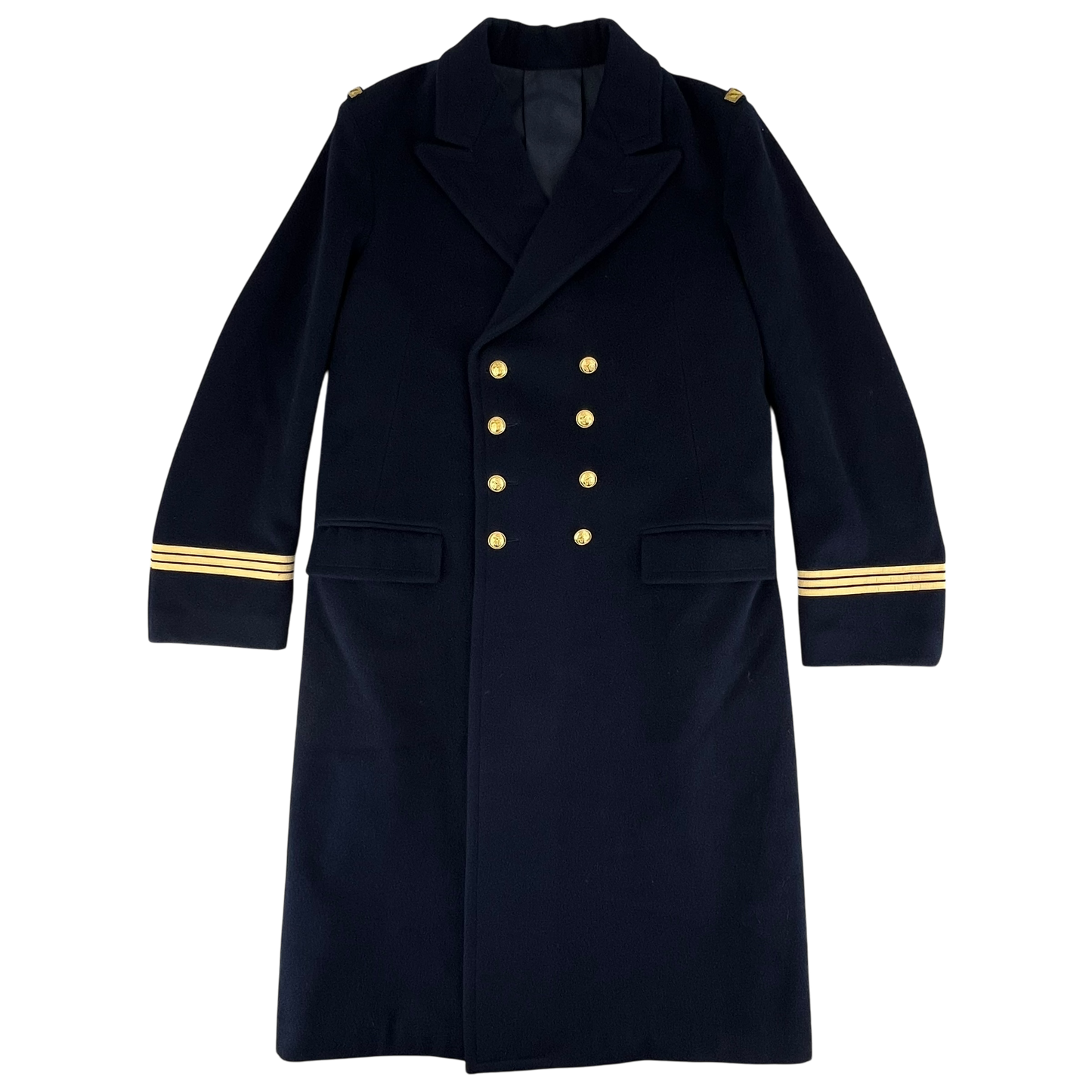 French Navy Black Greatcoat - Large