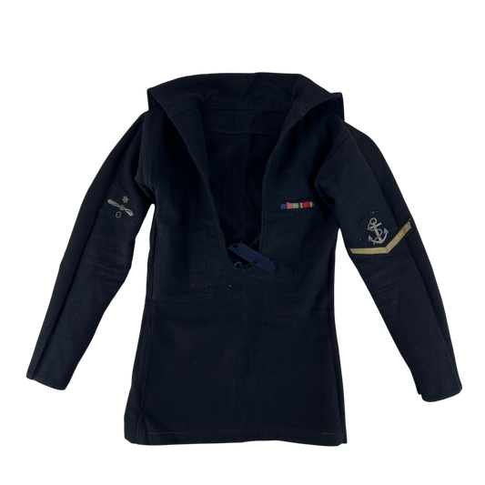 British Royal Navy 40s Class II Black Jumper Sailor's Top - Small