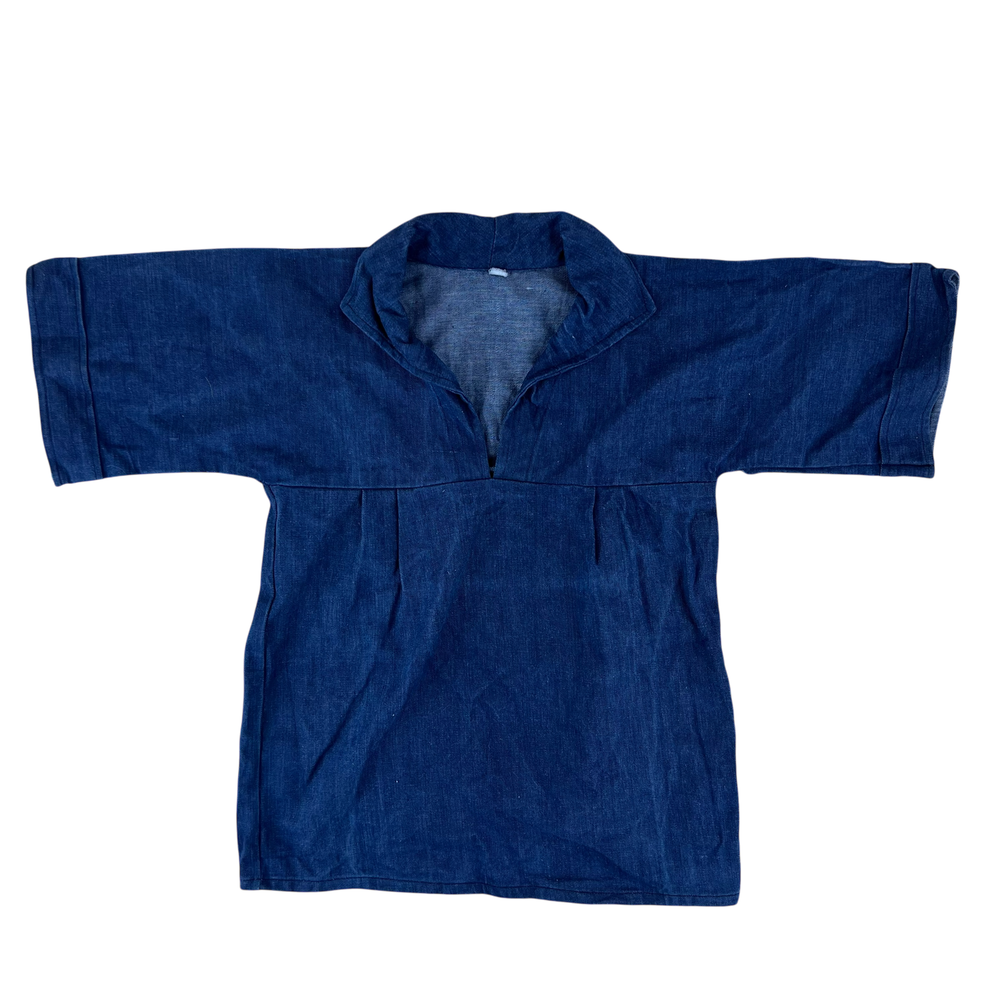 French Army Navy 70s Vintage Denim Pullover Top - Small