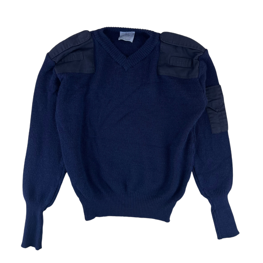 British Royal Navy Wool V Neck Pullover Jersey Jumper - Large 112cm