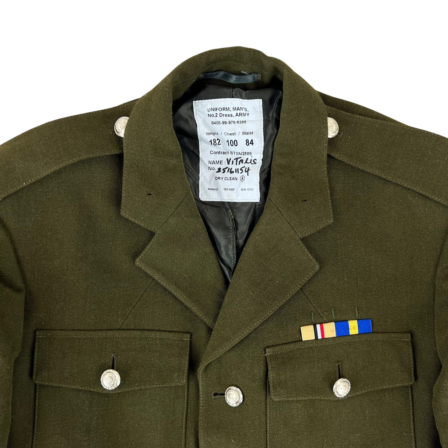 British Army 1980 Pattern No. 2 Olive Green Dress Jacket - RLC - Medium 182/100