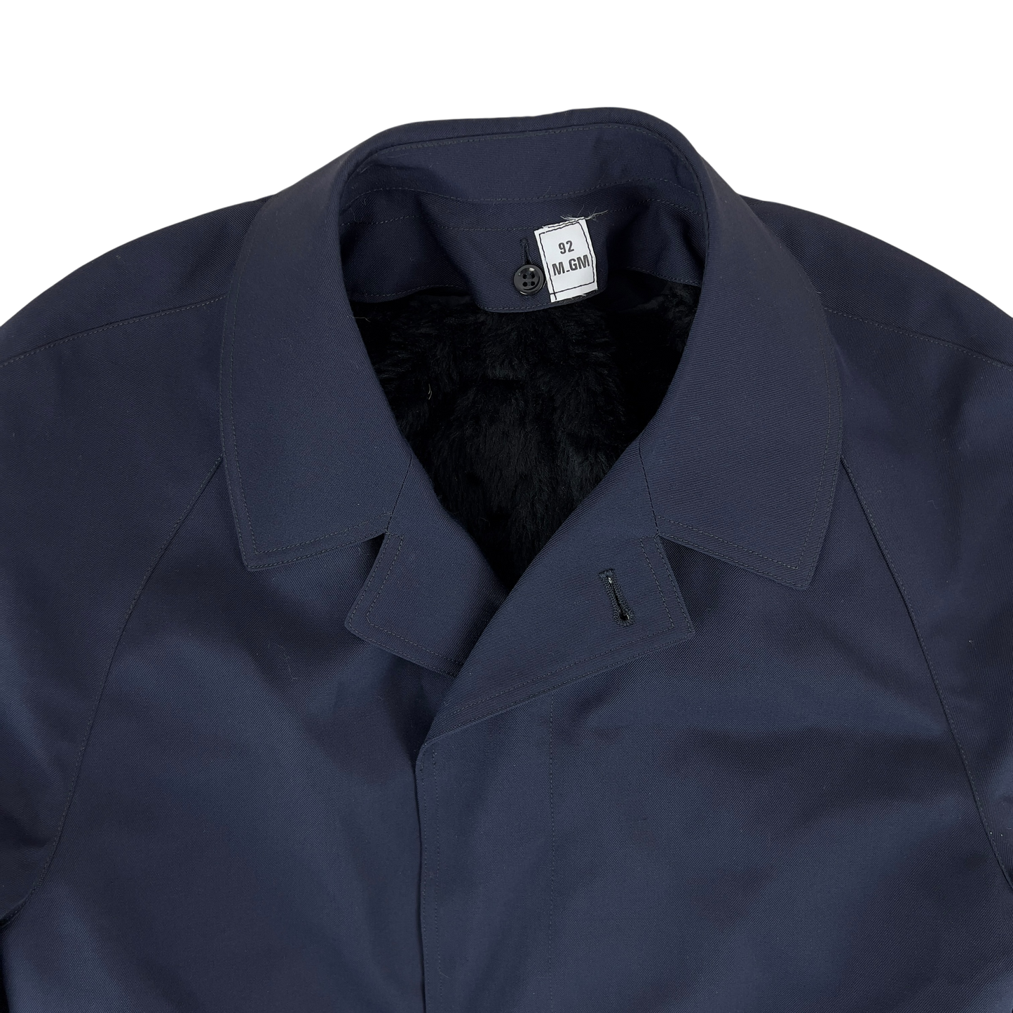 French Navy Gabardine Trenchcoat w/ Fur Liner - Medium