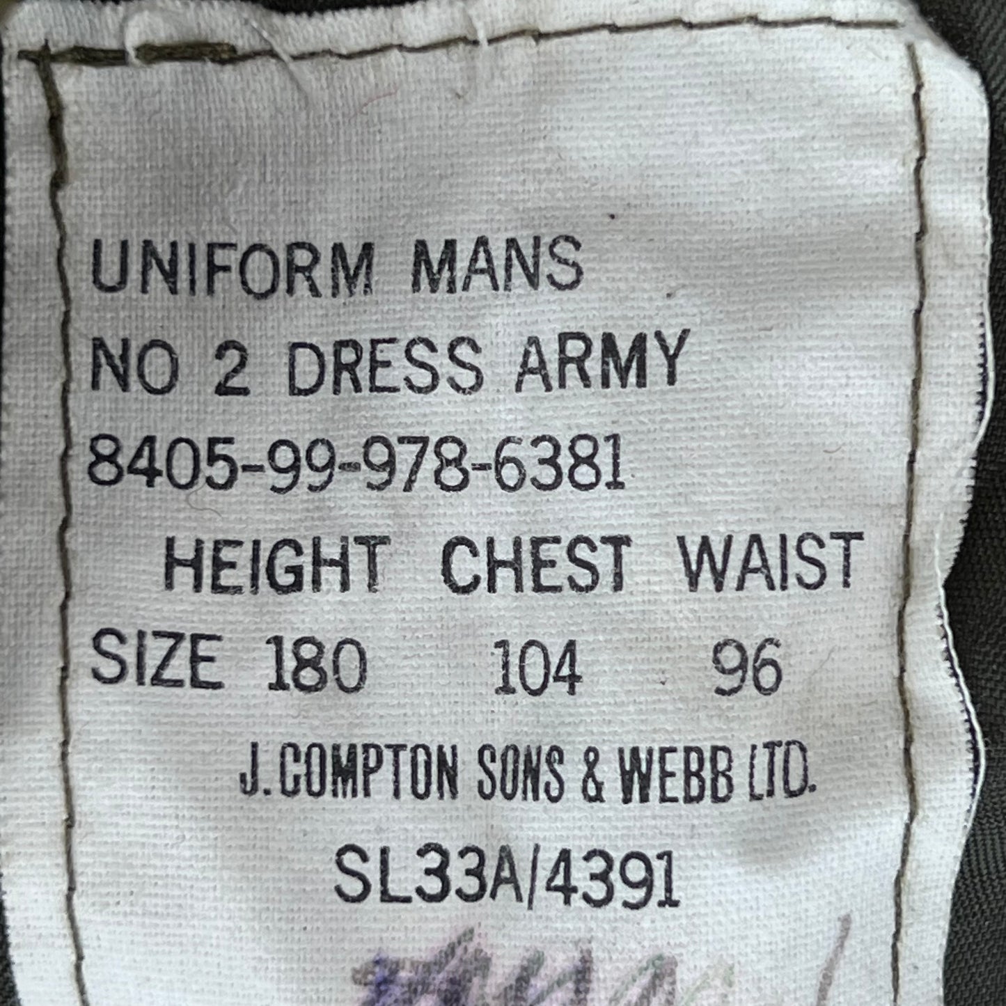 British Army 1980 Pattern No. 2 Olive Green Dress Jacket - Royal Signals - Medium 180/104