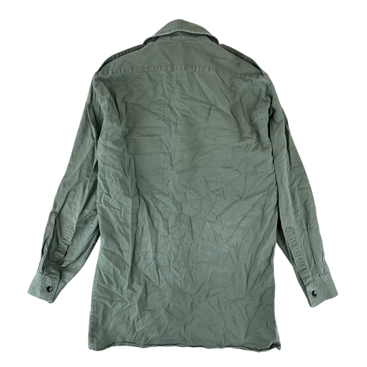 British Army Mens Olive Green Cotton Shirt Long Sleeve - Small 37cm