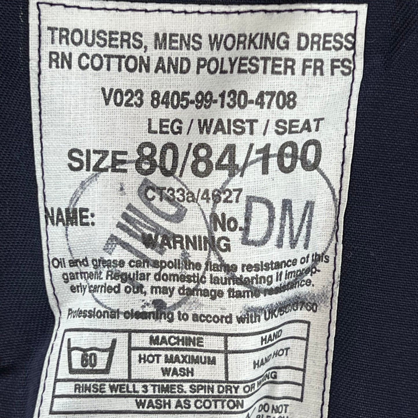 British Royal Navy Poly-Cotton Working Dress Trousers - W32 L30.5