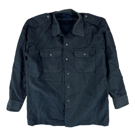 German Army Re-Dyed Black Long Sleeve Field Shirt - Large