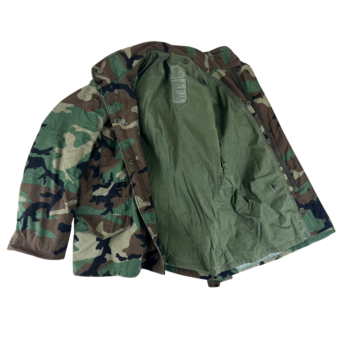 US Army M81 Woodland Camo M65 Cold Weather Field Coat - Medium Short
