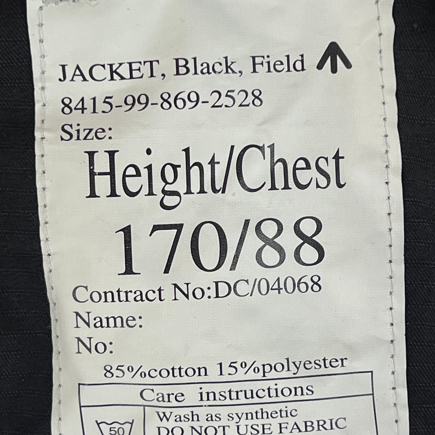 British Army SAS Police Black Field Jacket - Small 170/88