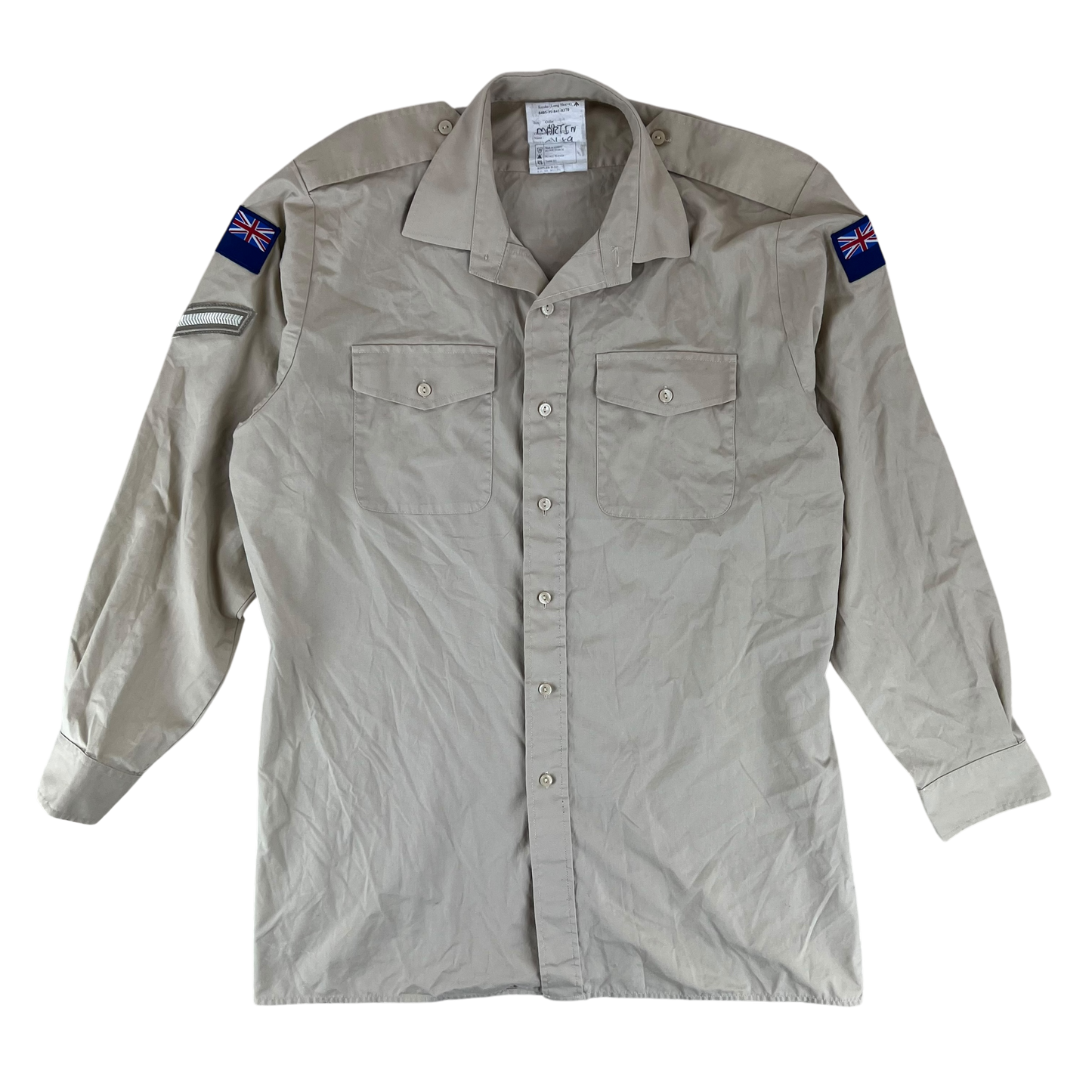 British Army Mens Fawn Shirt Long Sleeve - Medium 40 Collar