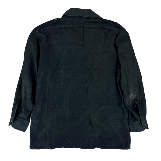 German Army Re-Dyed Black Long Sleeve Field Shirt - Large