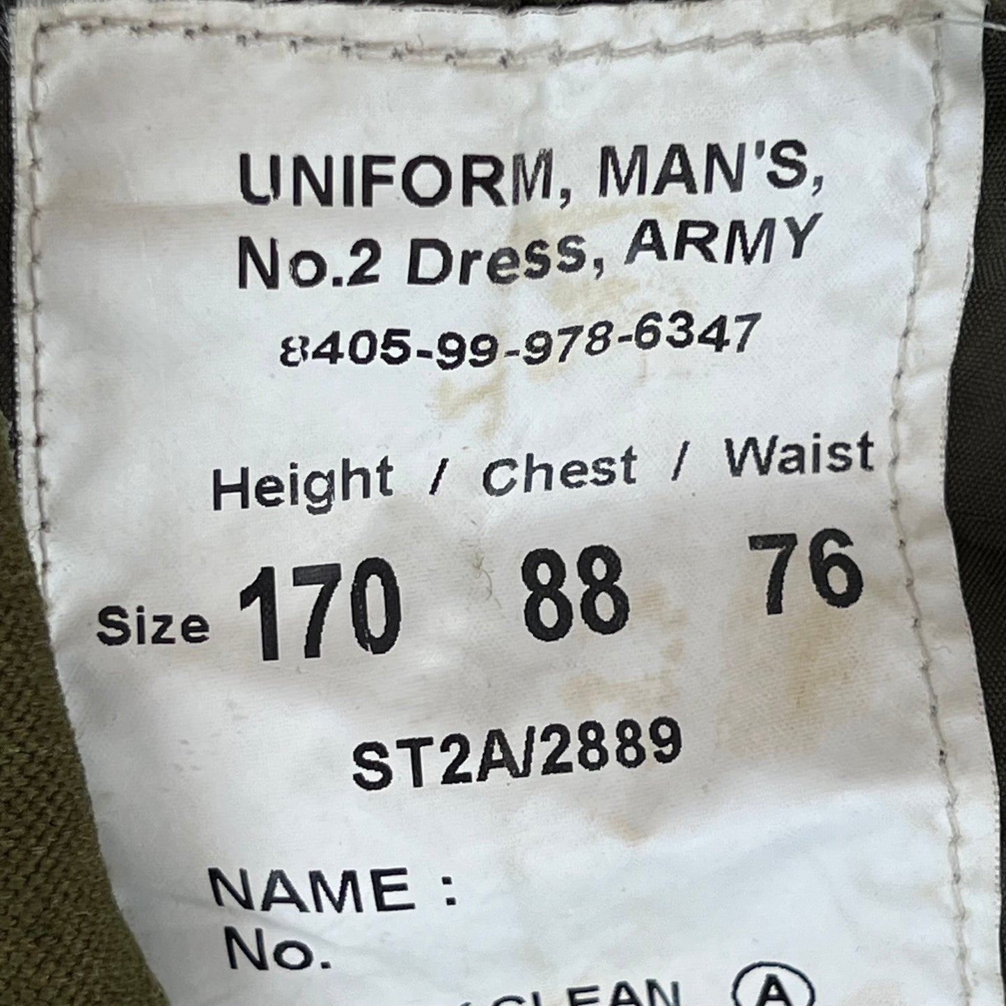 British Army 1980 Pattern No. 2 Olive Green Dress Jacket - 9th/12th Royal Lancers - Small 170/88