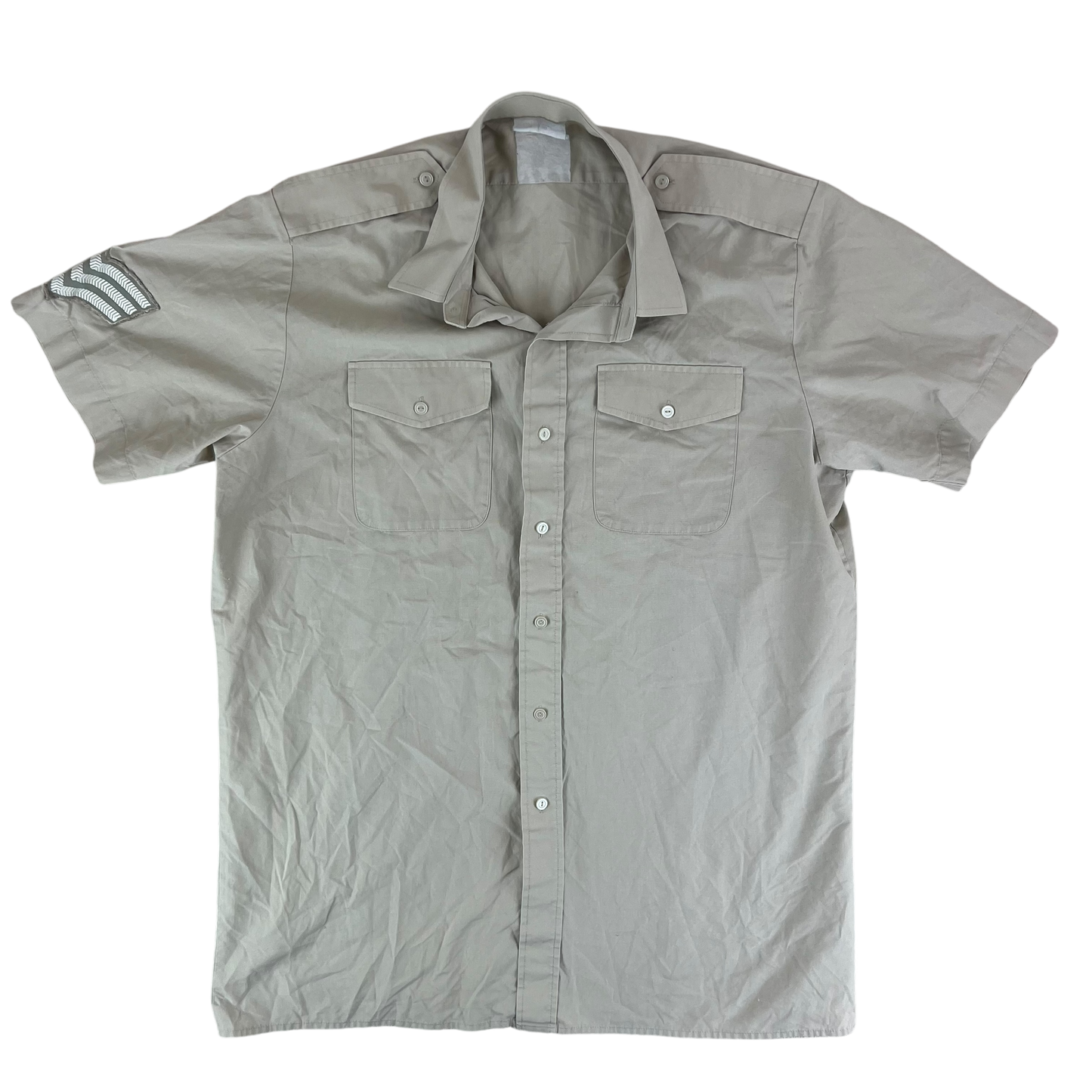 British Army Mens Fawn Shirt Short Sleeve - Large