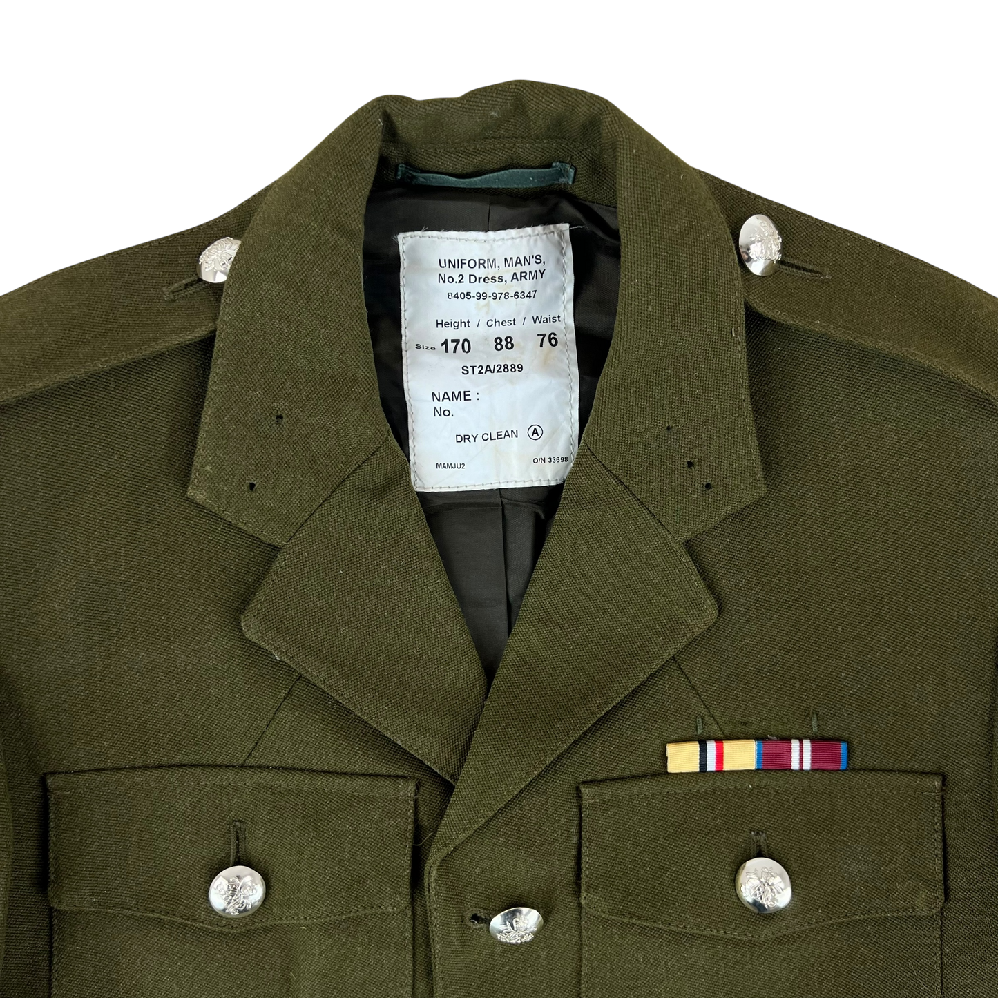 British Army 1980 Pattern No. 2 Olive Green Dress Jacket - 9th/12th Royal Lancers - Small 170/88