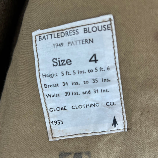 British Army 50s Khaki Ike 1949 Pattern Battle Dress Jacket - Honourable Artillery Company - Small SIZE 4