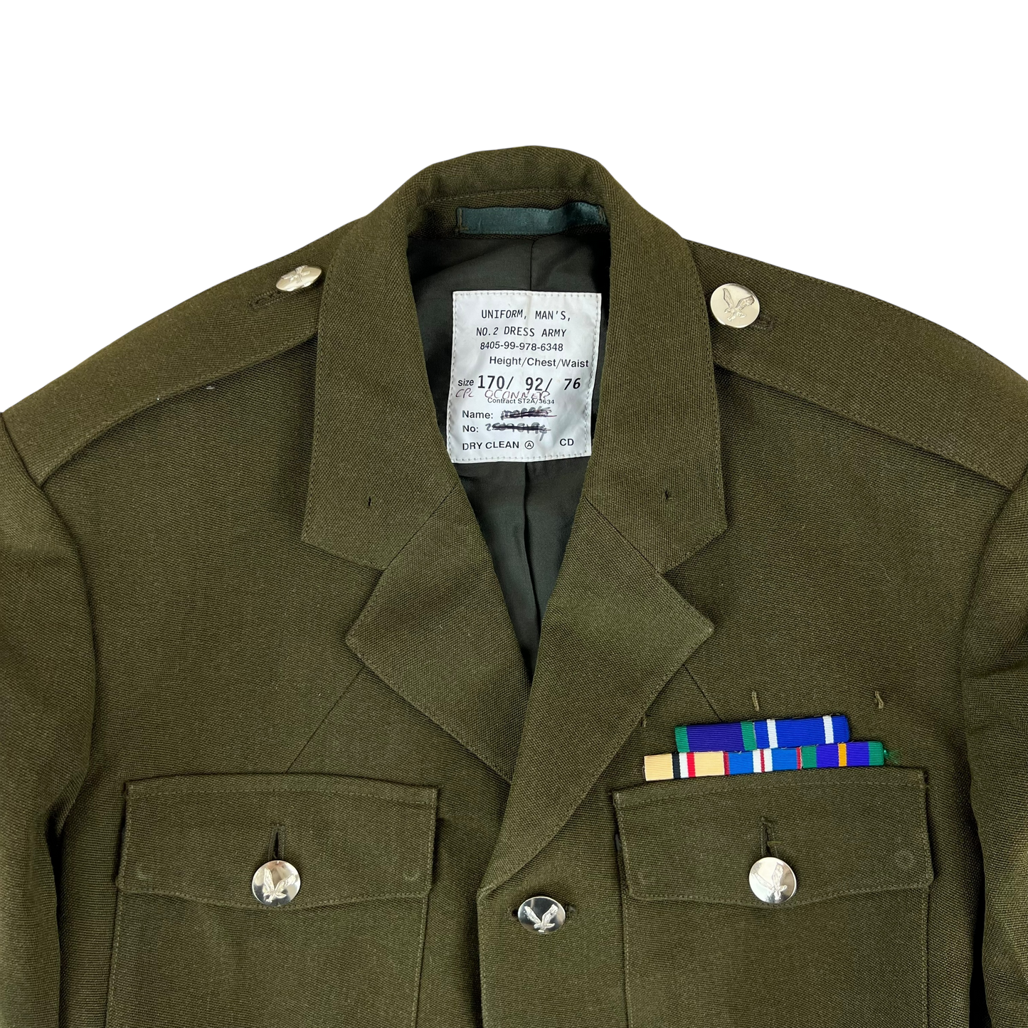 British Army 1980 Pattern No. 2 Olive Green Dress Jacket - Army Air Corps - Small 170/92