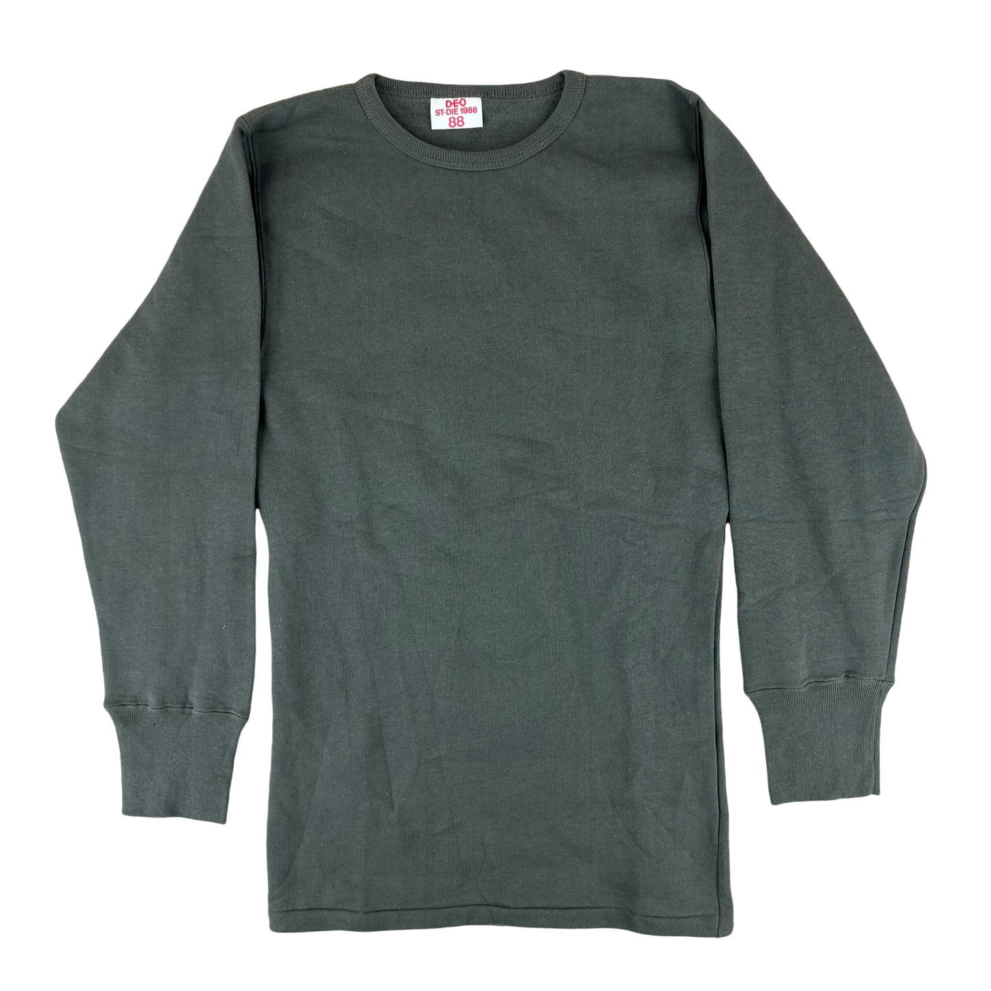 French Army Sweatshirt / Thermal T Shirt Pullover 80s Sage Grey - Small
