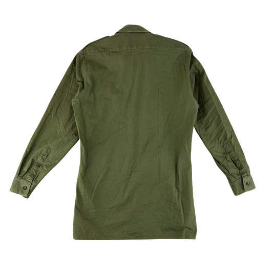 British Army Mens Olive Green Cotton Shirt Long Sleeve - Medium