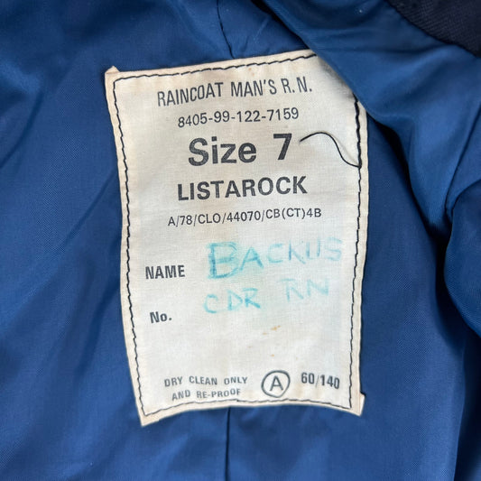 British Royal Navy 1960's Raincoat - Large