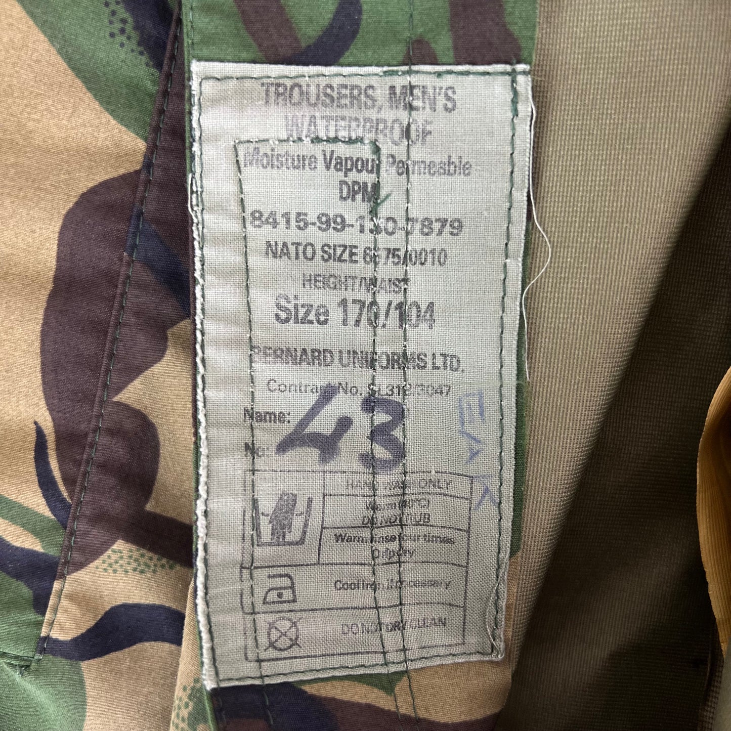 British Army Woodland DPM Camouflage MVP Waterproof Trousers - W39 L28 170/104