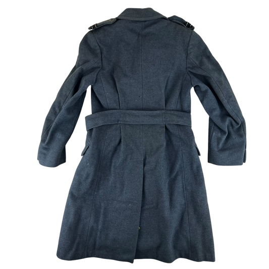 British RAF WW2 40's Officer's Blue Grey Wool Greatcoat w/ Belt - Medium Size 6