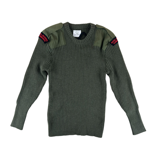 British Army Olive Green Pullover Jumper - Royal Marines - Large 112cm