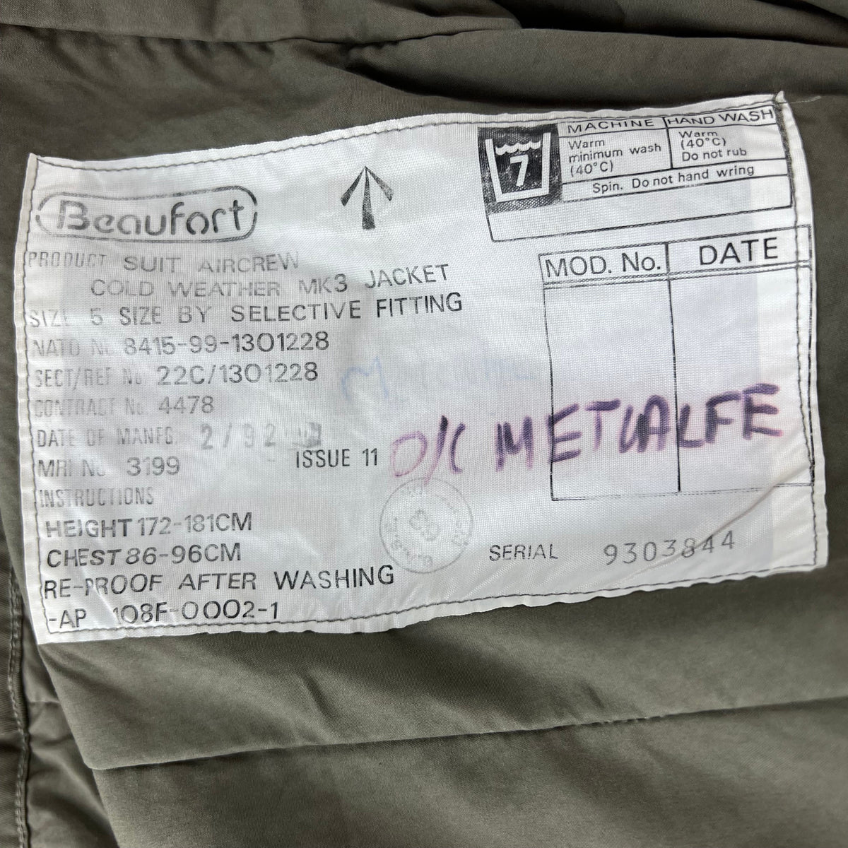 British RAF 90s Aircrew Cold Weather Mk 3 Jacket - Medium SIZE 5