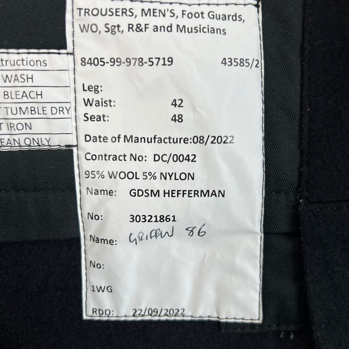 British Army No1 Dress Footguards Trousers - W41 L27.5