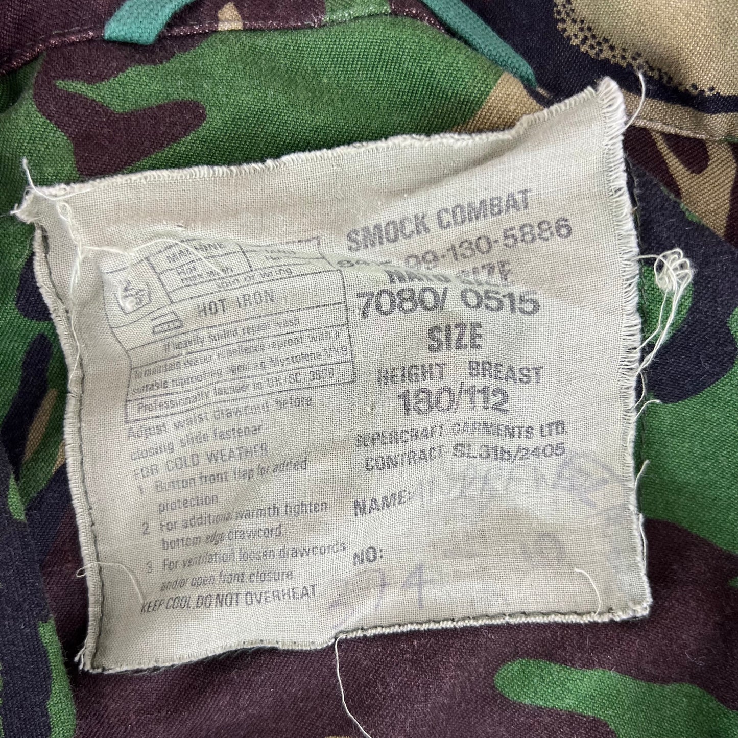 British Army 84 Pattern Woodland DPM Camo Combat Smock - Large 180/112