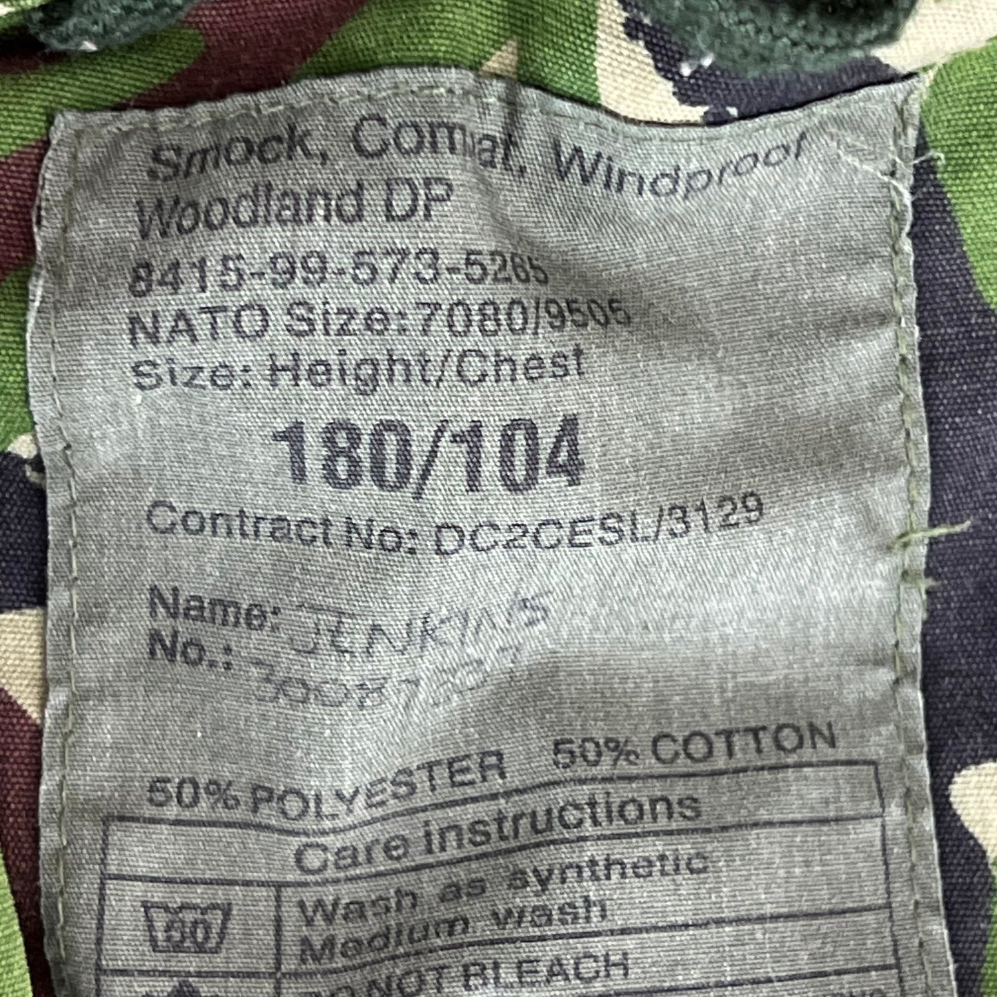 British Army S95 DPM Camouflage Windproof Combat Smock - Large 180/104