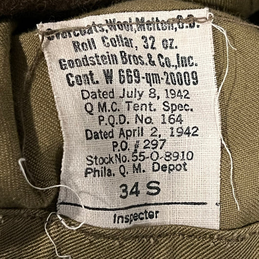 US Army WW2 Greatcoat Khaki - Small 34S