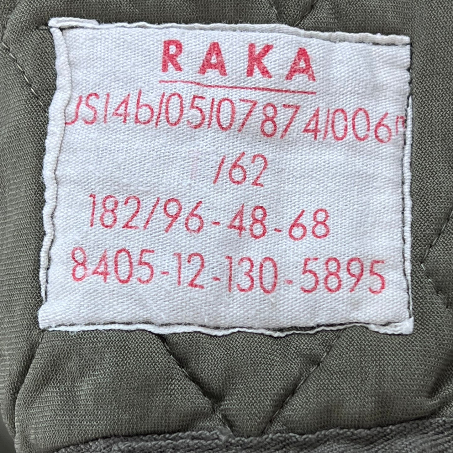 German Army Khaki Thermal Parka Liner - Medium