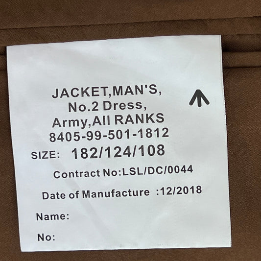 British Army No.2 FAD Dress Jacket - X Large 182/124