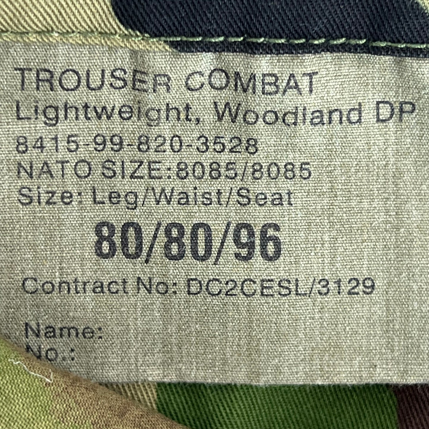 British Army S95 DPM Camouflage Combat Trousers - W32 L30
