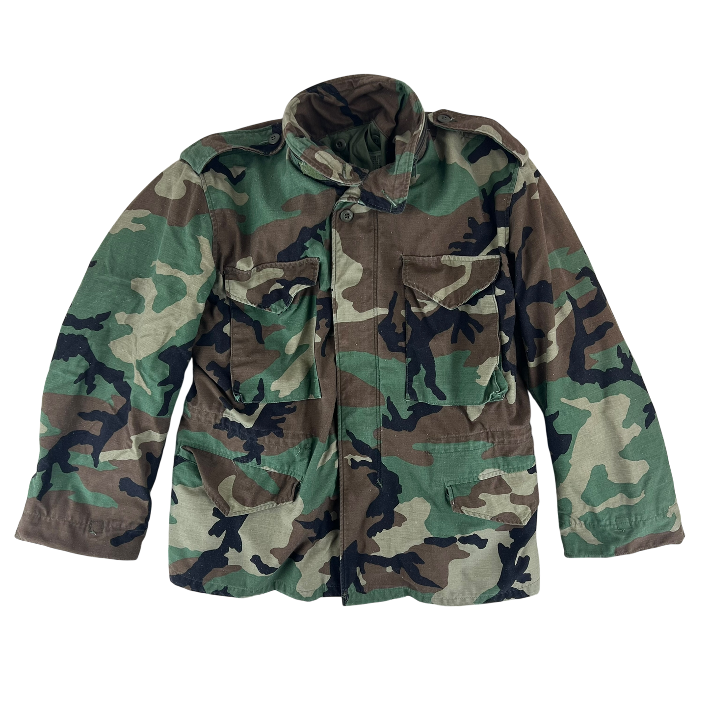 US Army M81 Woodland Camo M65 Cold Weather Field Coat - Medium Short