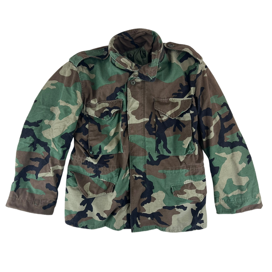 US Army M81 Woodland Camo M65 Cold Weather Field Coat - Medium Short