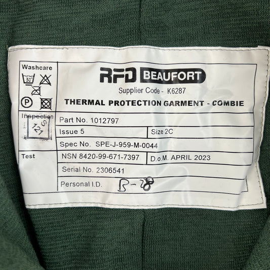 British Army Beaufort Green Thermal Protection Garment Onesie - Combie - Small
