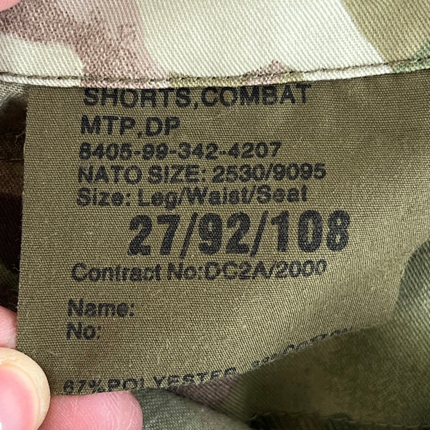 British Army MTP Camouflage Shorts - W36