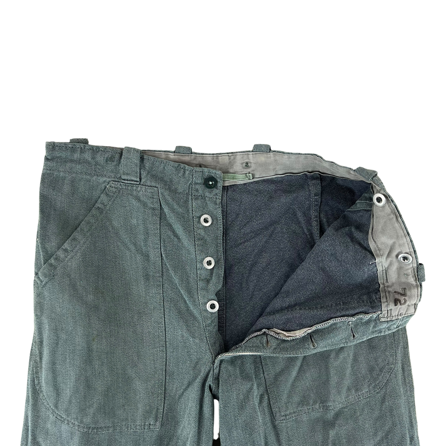 Swiss Army 70s Sage Green Denim Work Trousers - W37 L28.5