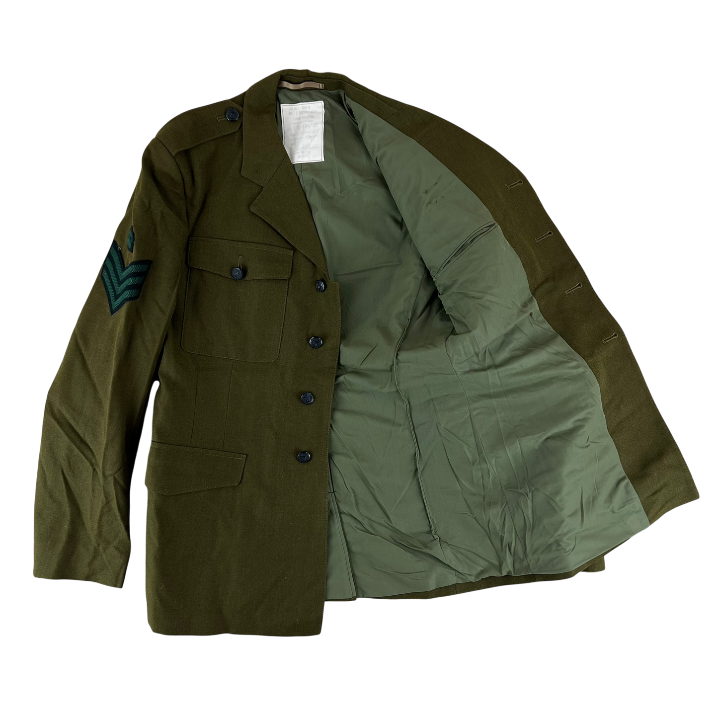 British Army 1980 Pattern No. 2 Olive Green Dress Jacket - Royal Irish Regiment - Medium 176/104