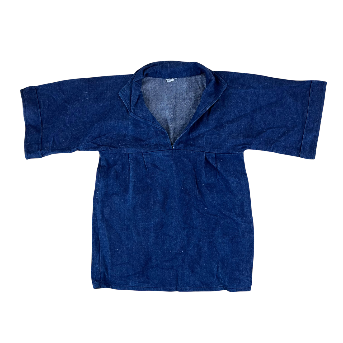 French Army Navy 70s Vintage Denim Pullover Top - Small