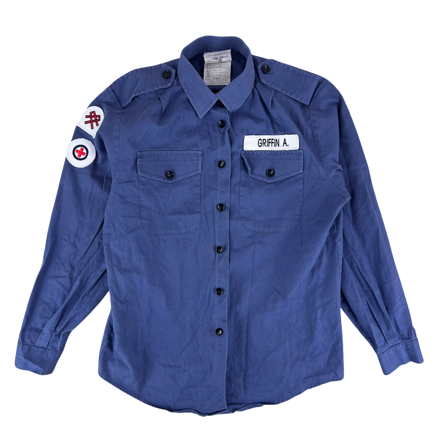 British Royal Navy 72 Pattern Working Woman's Blue Long Sleeve Shirt - Small 34/92